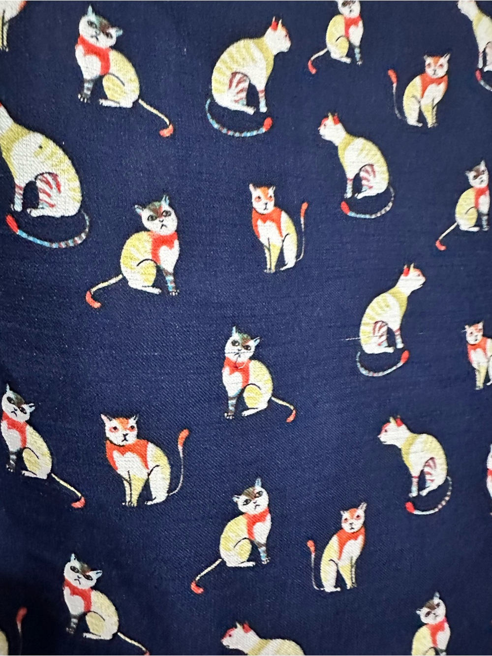 Navy Sleeveless Button-Front Top with Cat Print - Picture 5 of 8